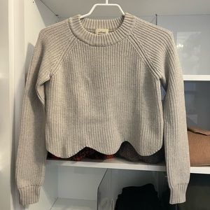 Wilfred Grey Cropped Sweater with tulip trim detail, XXS.